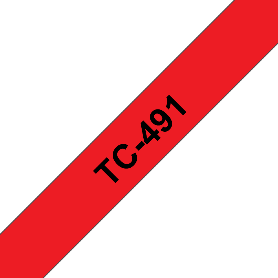 Original Brother TC491 merketape – sort på rød, 9 mm bred